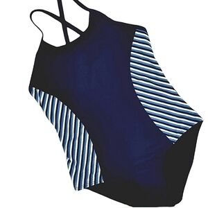 Fashion World NWT Women's L Padded Stripe Swimsuit